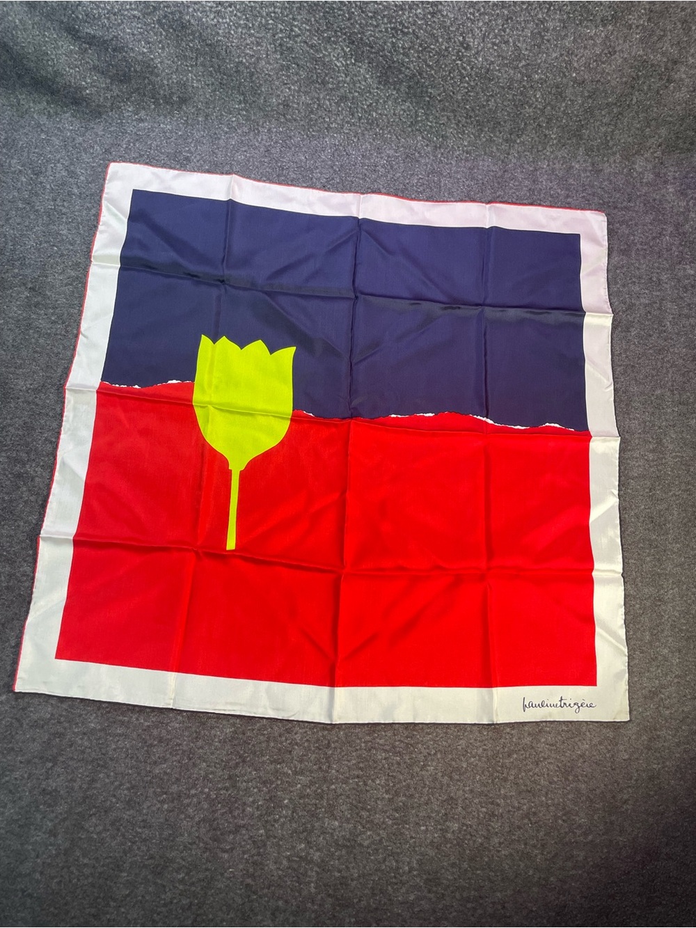 Vintage 70’s Pauline Trigère Silk Scarf - Bold Tulip Design Print 1970